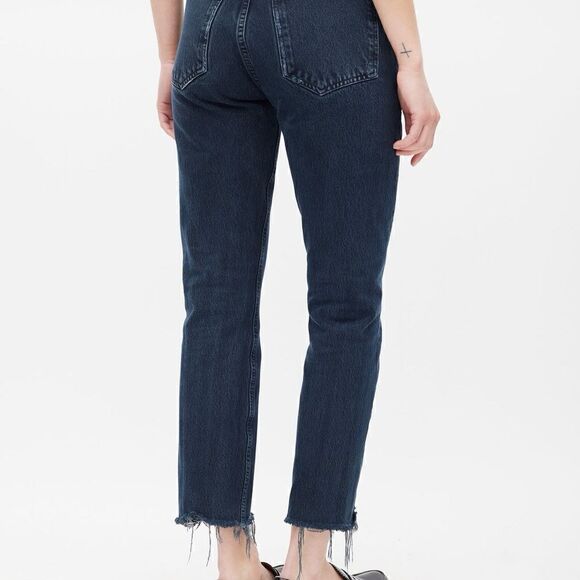 Agolde Washed Black Riley High Waisted Straight Leg Crop Jeans Sz 23 - Picture 3 of 11